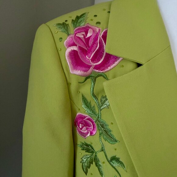 Milano Womens Professional Suit Embroidered Beaded Coat Skirt Office Work READ - Picture 4 of 13